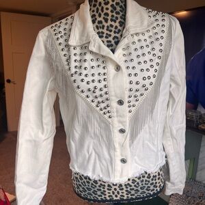 White Studded Fringe Jacket